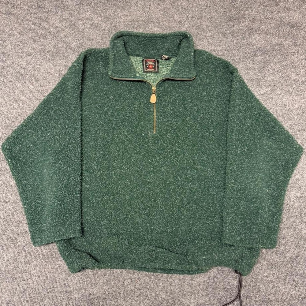 Vintage American Eagle Forest Green Fleece Quarter Zip Sweatshirt Mens XL 90s